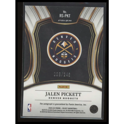 2023-24 Panini Select #RS-PKT Jalen Pickett Rookie Signatures #/249