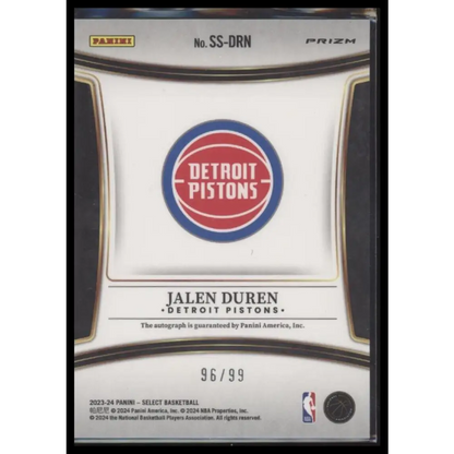 2023-24 Panini Select #SS-DRN Jalen Duren Signatures Red Prizms #/99