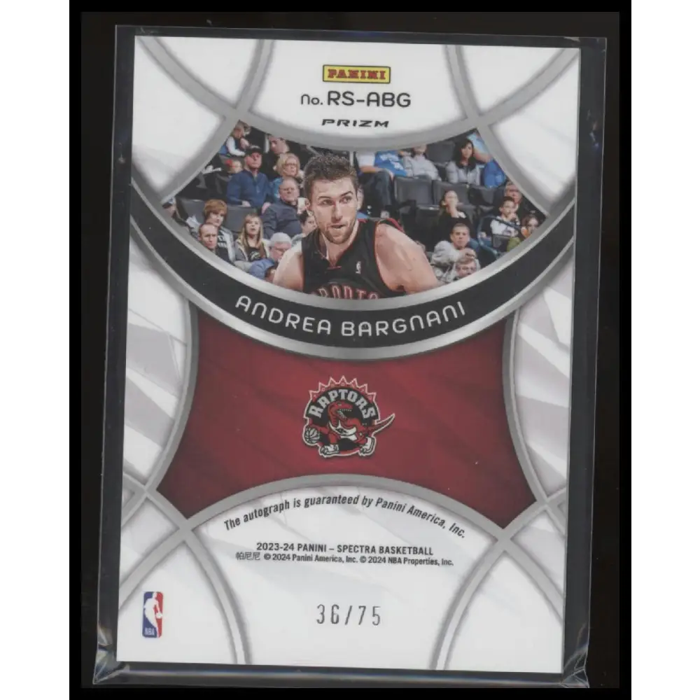 2023-24 Panini Spectra Andrea Bargnani Radiant Signatures Interstellar #/75