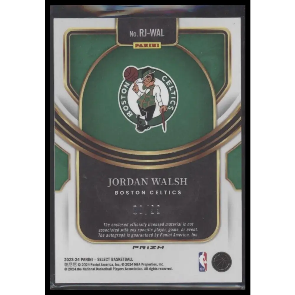 2023-24 Select #RJ-WAL Jordan Walsh Rookie Jersey Autographs Purple Prizms #/99