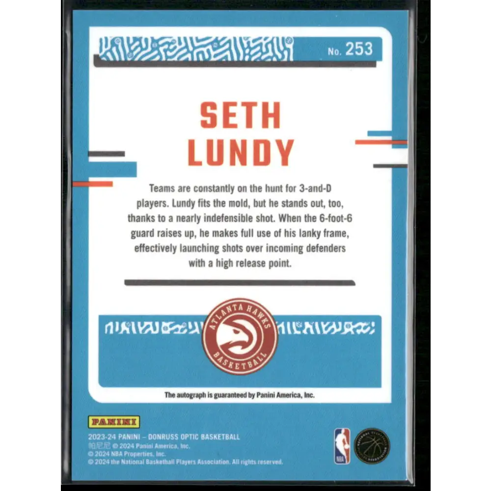 2023-24 Seth Lundy Optic Basketball Autograph