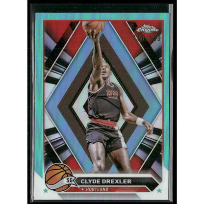 2023-24 Topps Chrome #72 Clyde Drexler Aqua Refractors #/199