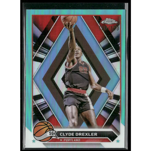 2023-24 Topps Chrome #72 Clyde Drexler Aqua Refractors #/199