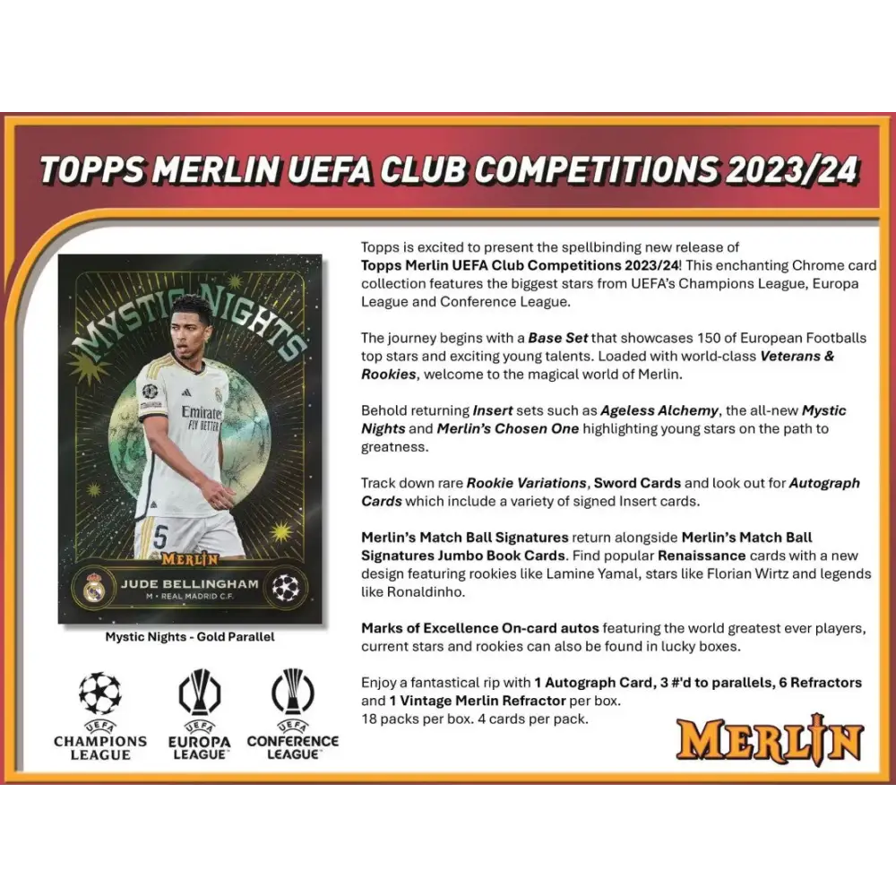 2023/24 Topps Chrome Merlin UEFA Club Competitions Soccer Hobby Box