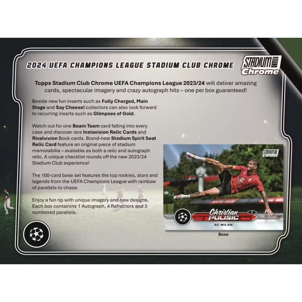 2023/24 Topps Stadium Club Chrome UEFA Club Competitions Soccer Hobby Box