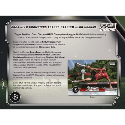 2023/24 Topps Stadium Club Chrome UEFA Club Competitions Soccer Hobby Box