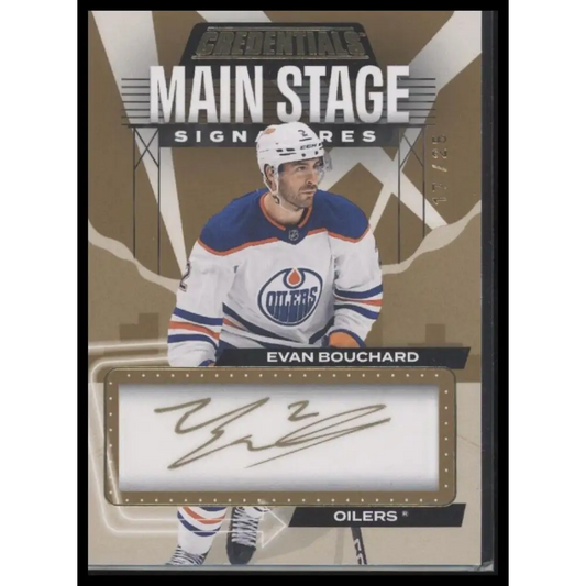 2023-24 U.D. Credentials #MS-EB Evan Bouchard Main Stage Signatures Gold #/25