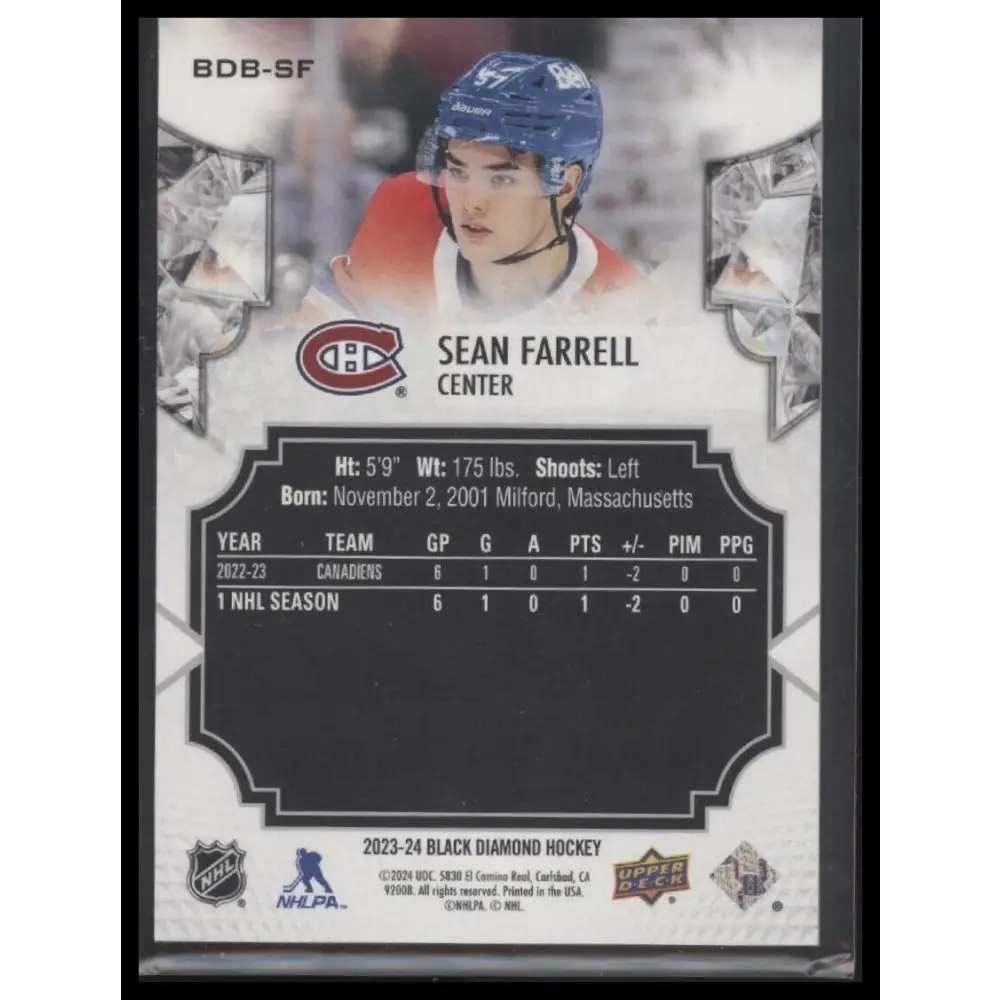 2023-24 Upper Deck Black Diamond #BDB-SF Sean Farrell #/349