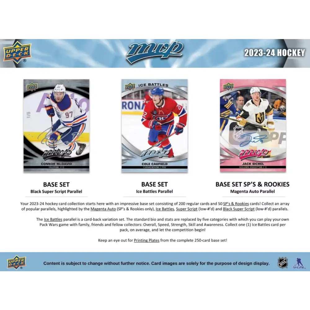 2023/24 Upper Deck MVP Hockey Hobby Box