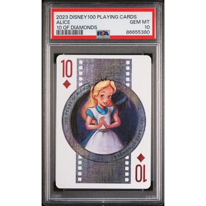 2023 DISNEY 100 PLAYING CARDS ALICE 10 OF DIAMONDS PSA 10 - Graded Disney PSA 10