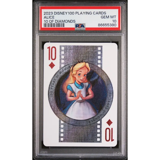 2023 DISNEY 100 PLAYING CARDS ALICE 10 OF DIAMONDS PSA 10 - Graded Disney PSA 10