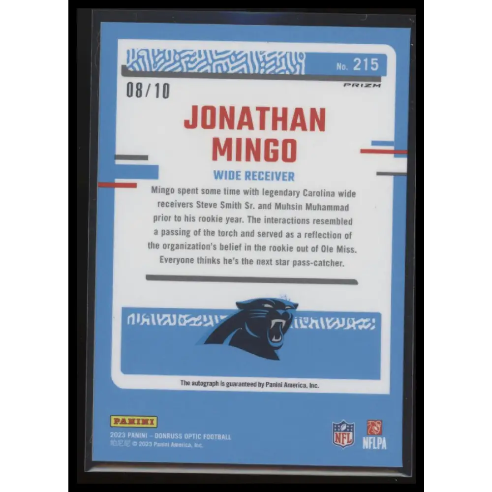 2023 Donruss Optic #215 Jonathan Mingo Rated Rookies RPS Autographs Gold #/10