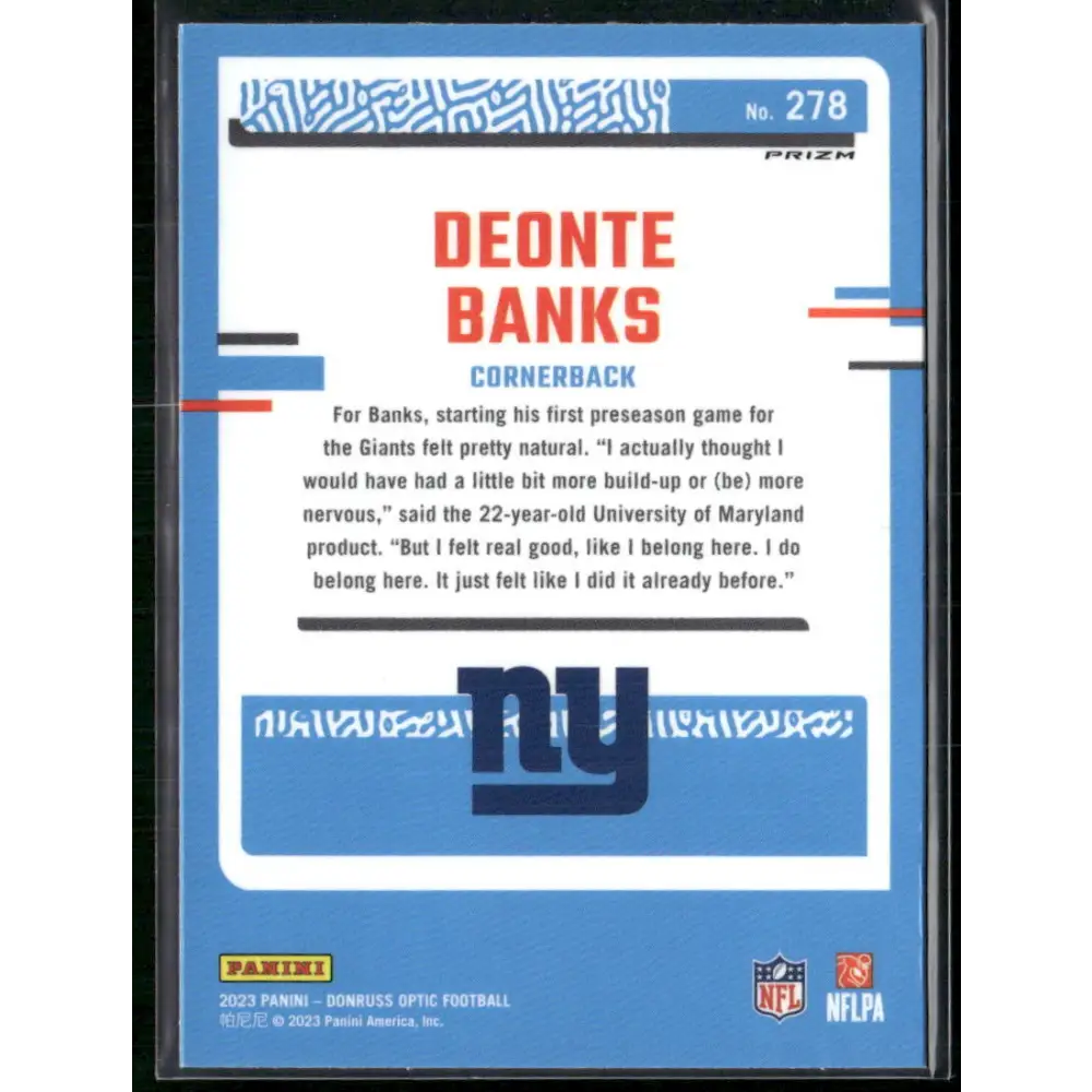 2023 Donruss Optic #278 Deonte Banks Red Mojo