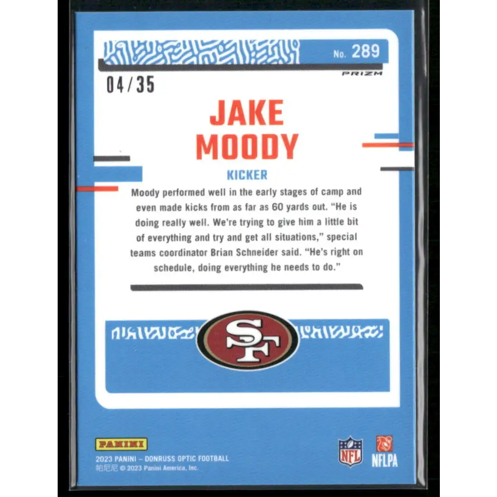 2023 Donruss Optic #289 Jake Moody Bronze Mojo #/35