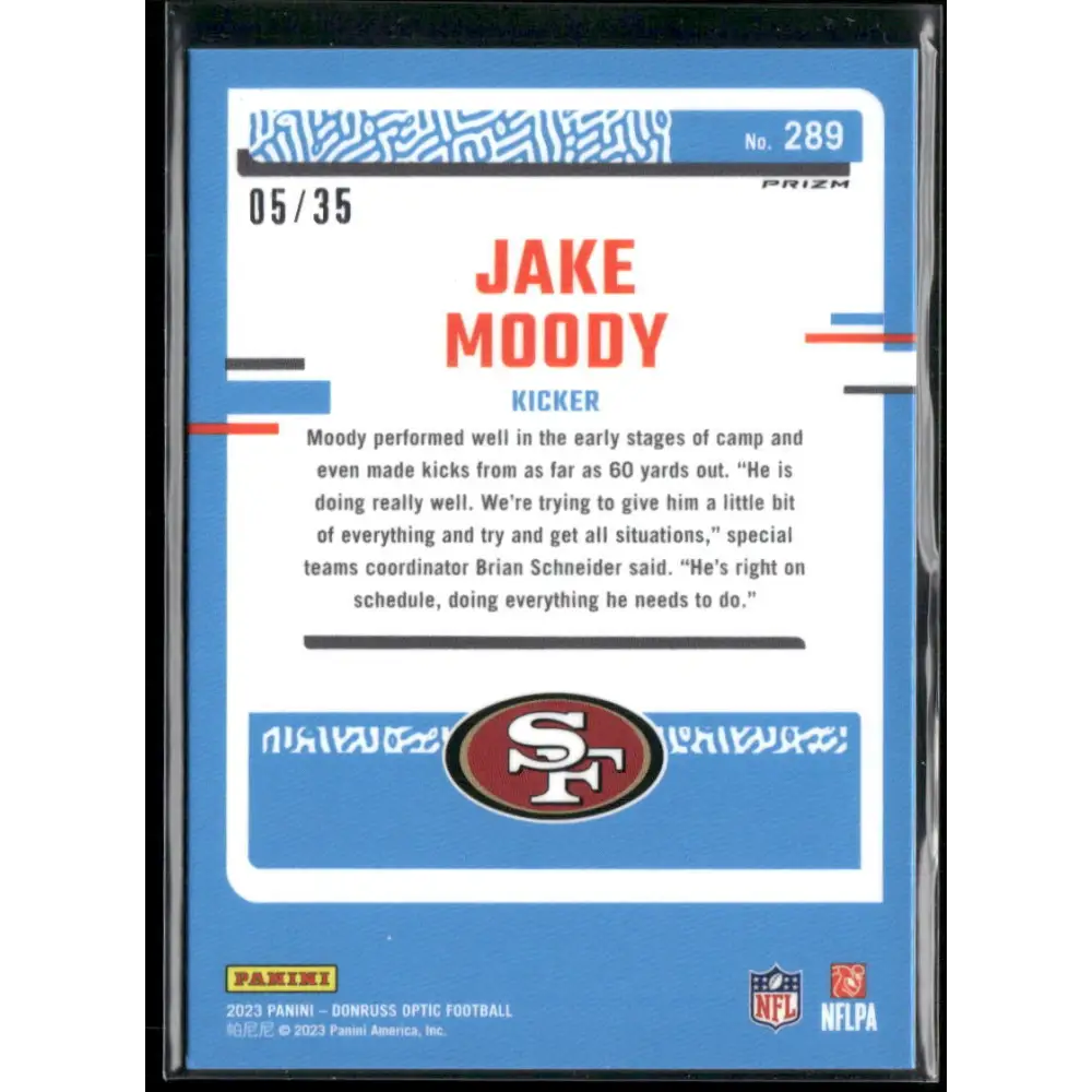 2023 Donruss Optic #289 Jake Moody Bronze Mojo #/35