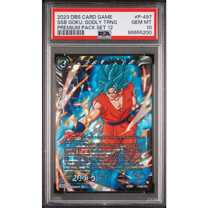 2023 DRAGON BALL SUPER 1 WILD RESURGENCE 12 SSB GOKU GODLY TRNG #P-497 - PSA 10 - Graded DBZ PSA 10