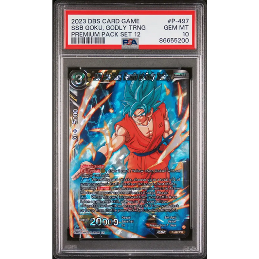 2023 DRAGON BALL SUPER 1 WILD RESURGENCE 12 SSB GOKU GODLY TRNG #P-497 - PSA 10 - Graded DBZ PSA 10