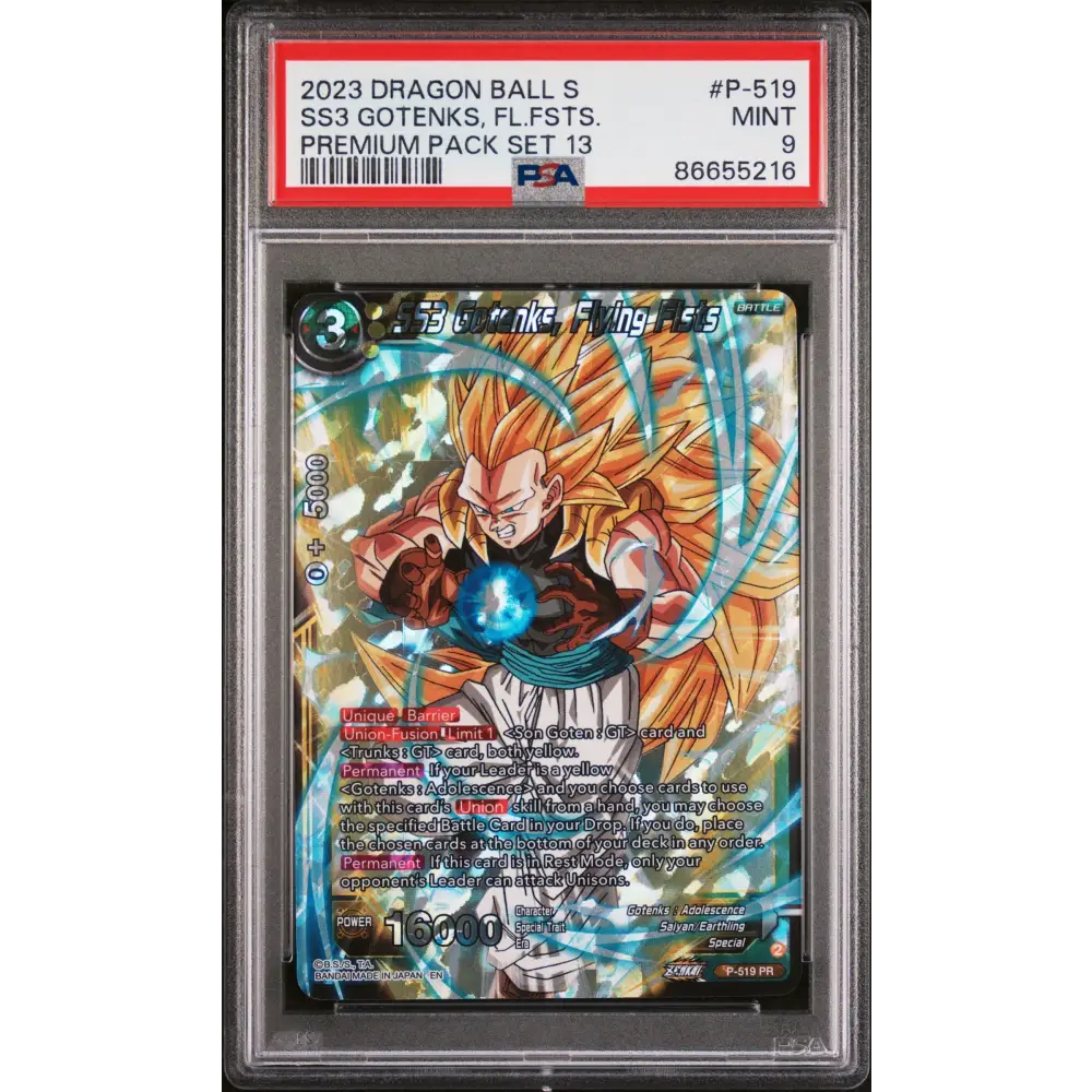 2023 DRAGON BALL SUPER 2 CRITICAL BLOW 13 SS3 GOTENKS FLYN FST #P-519 - PSA 9 - Graded DBZ PSA 9