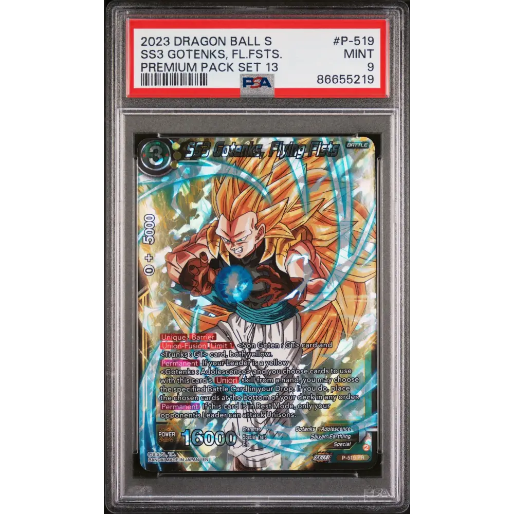 2023 DRAGON BALL SUPER 2 CRITICAL BLOW 13 SS3 GOTENKS FLYN FST #P-519 - PSA 9 - Graded DBZ PSA 9