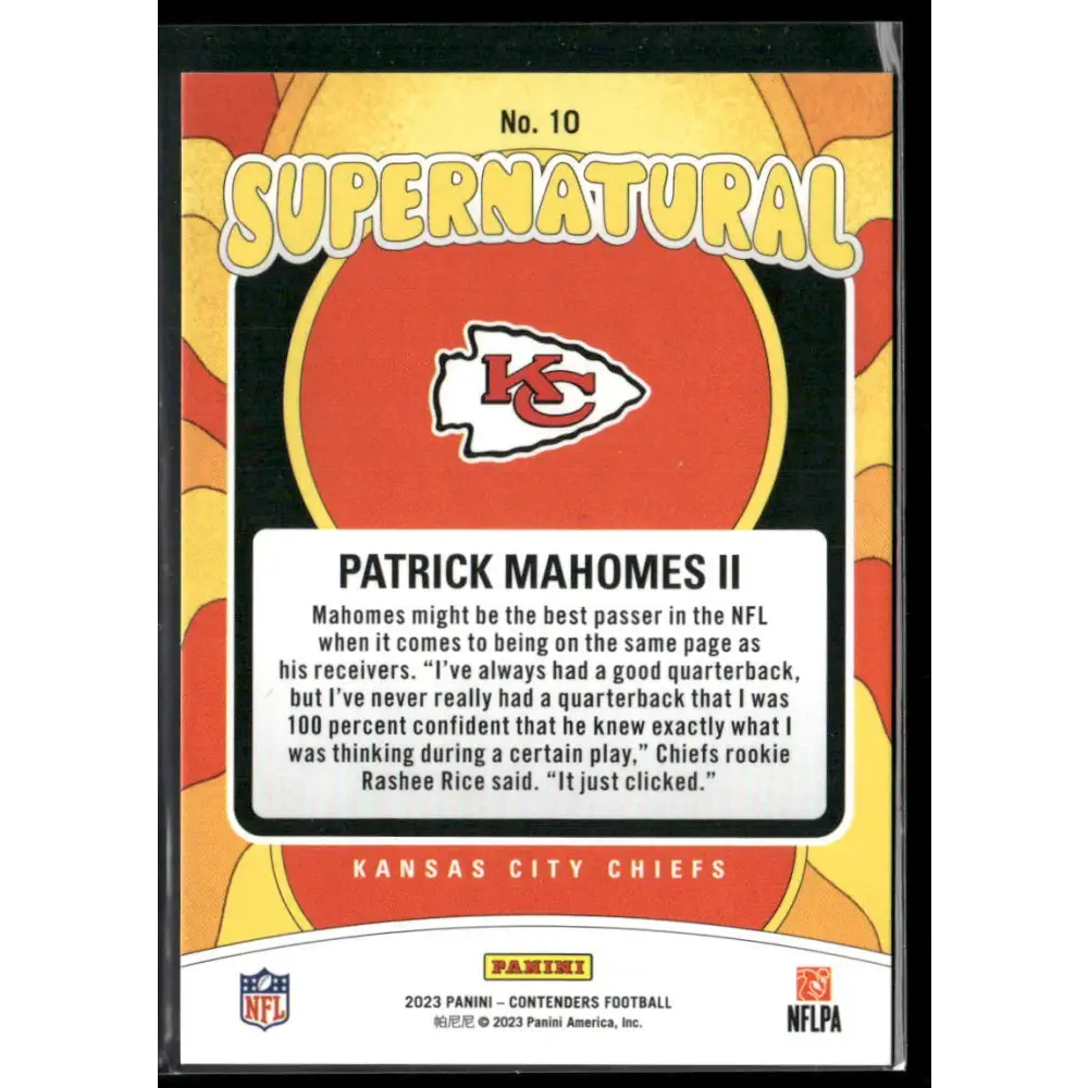 2023 Panini Contenders #10 Patrick Mahomes II Supernatural