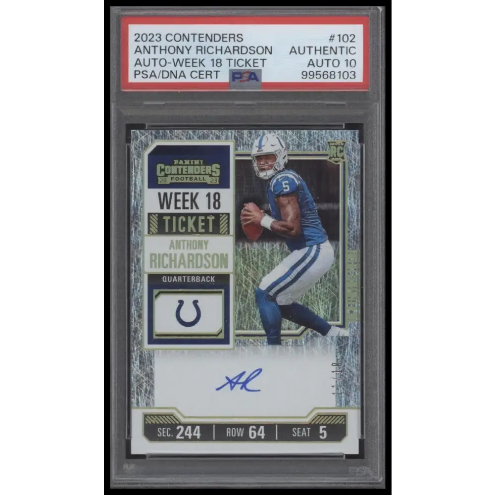 2023 Panini Contenders #102 Anthony Richardson Auto-Week 18 Ticket /18