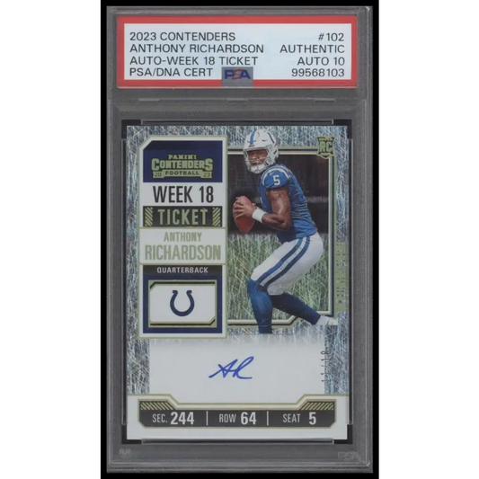 2023 Panini Contenders #102 Anthony Richardson Auto-Week 18 Ticket /18