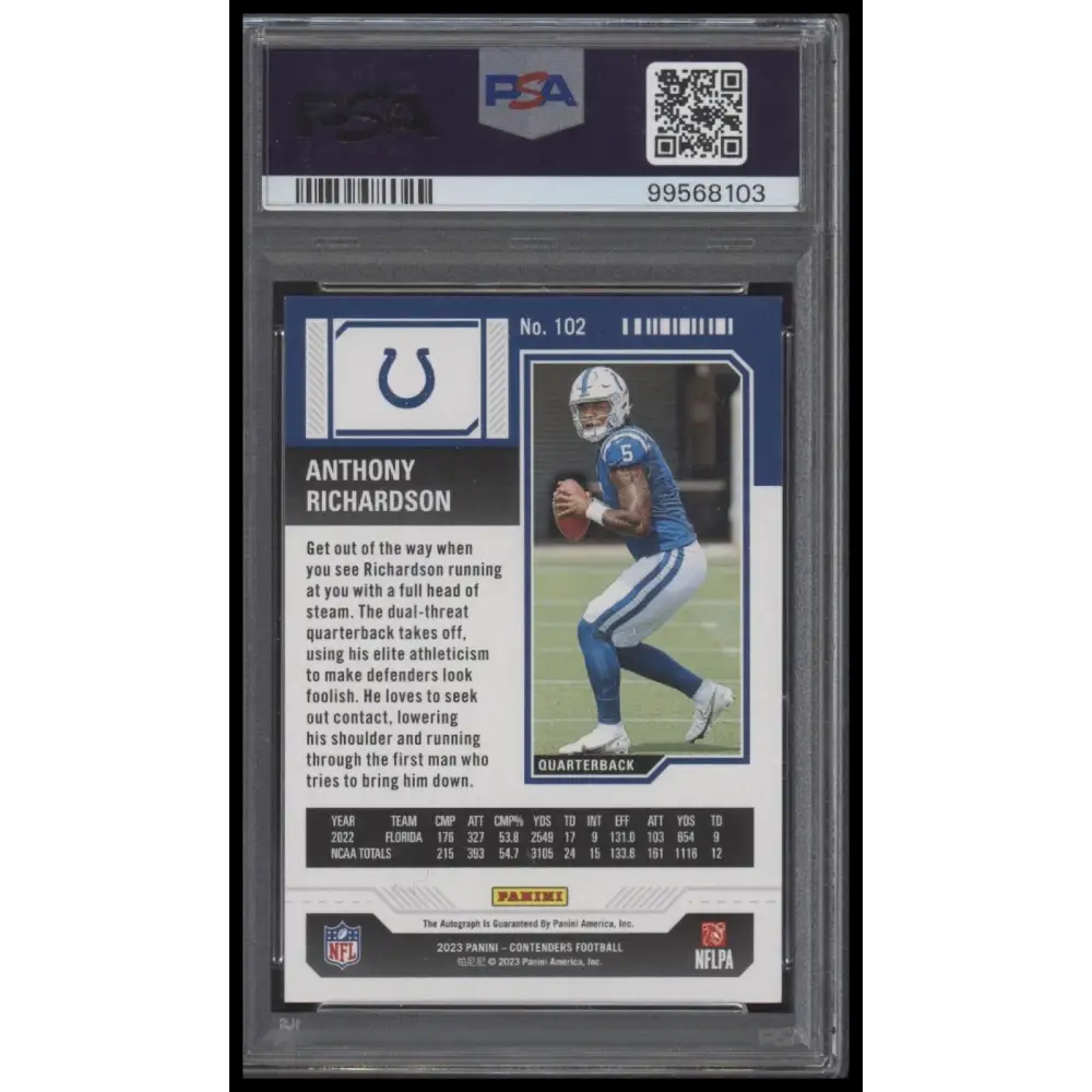 2023 Panini Contenders #102 Anthony Richardson Auto-Week 18 Ticket /18