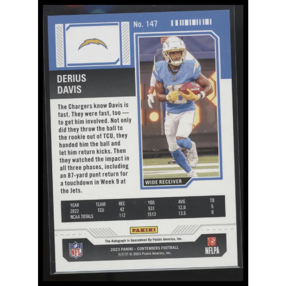 2023 Panini Contenders #147 Derius Davis