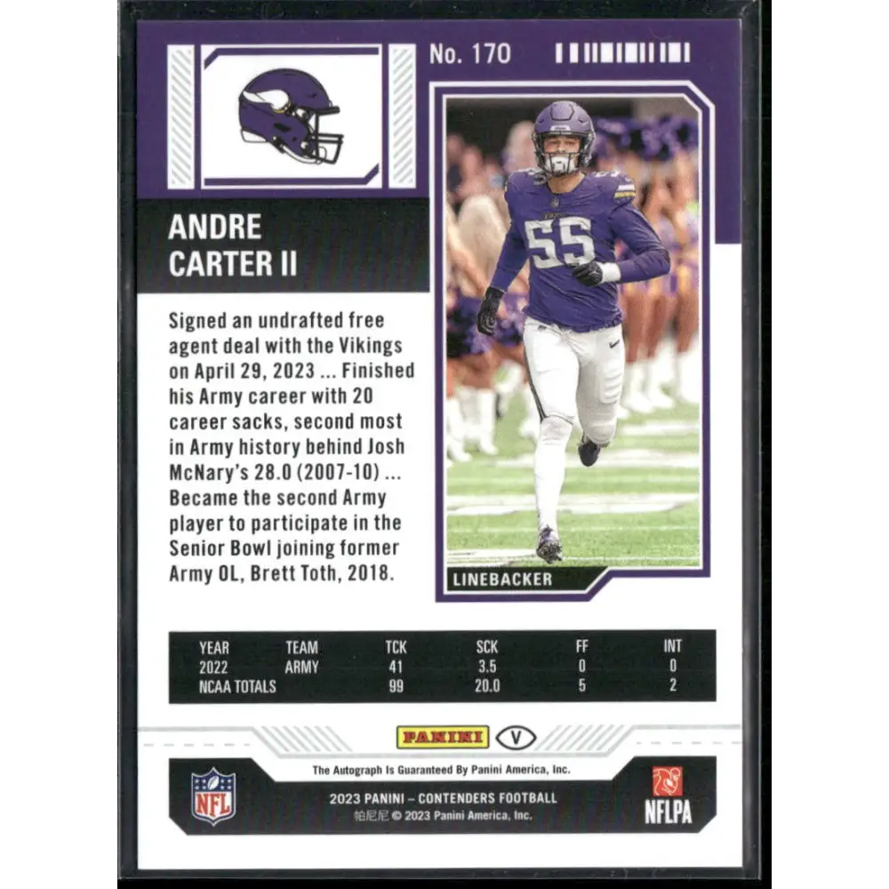 2023 Panini Contenders #170 Andre Carter II Playoff Ticket #/149
