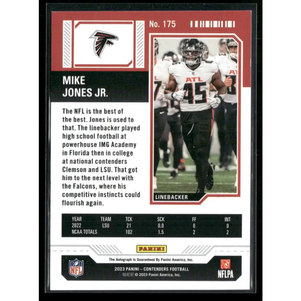 2023 Panini Contenders #175 Mike Jones Jr. Divisional Ticket #/99