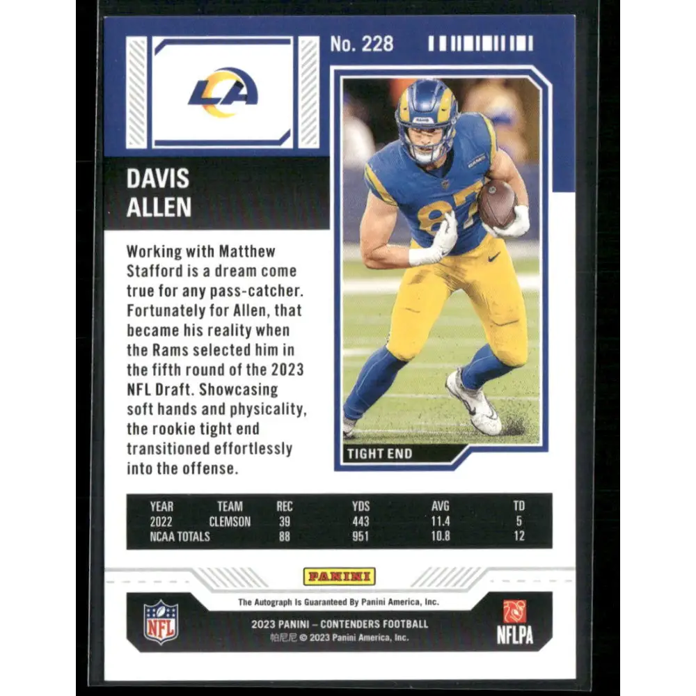 2023 Panini Contenders #228 Davis Allen