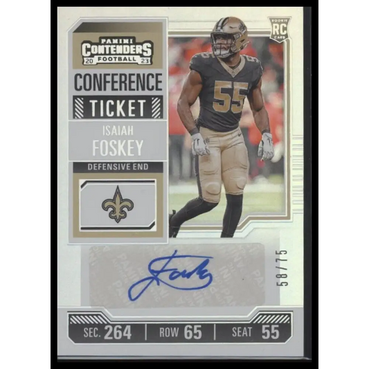 2023 Panini Contenders #239 Isaiah Foskey Conference Ticket #/75