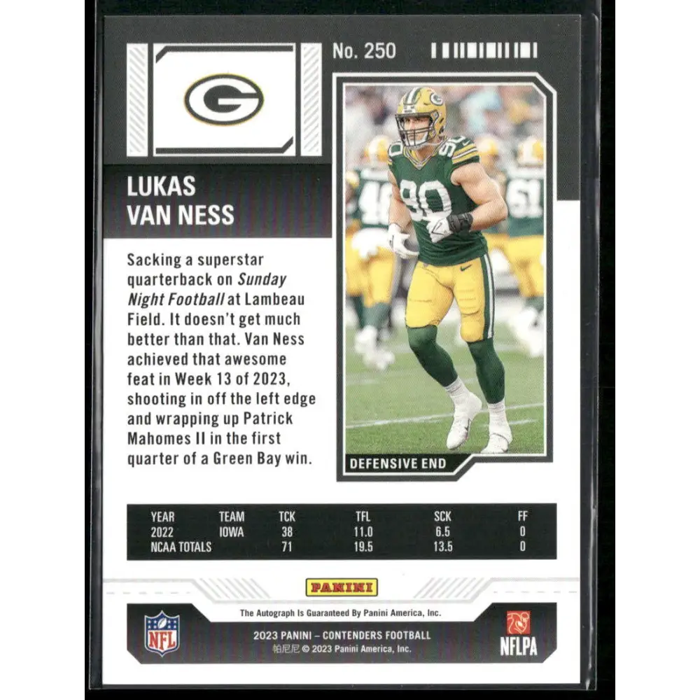 2023 Panini Contenders #250 Lukas Van Ness
