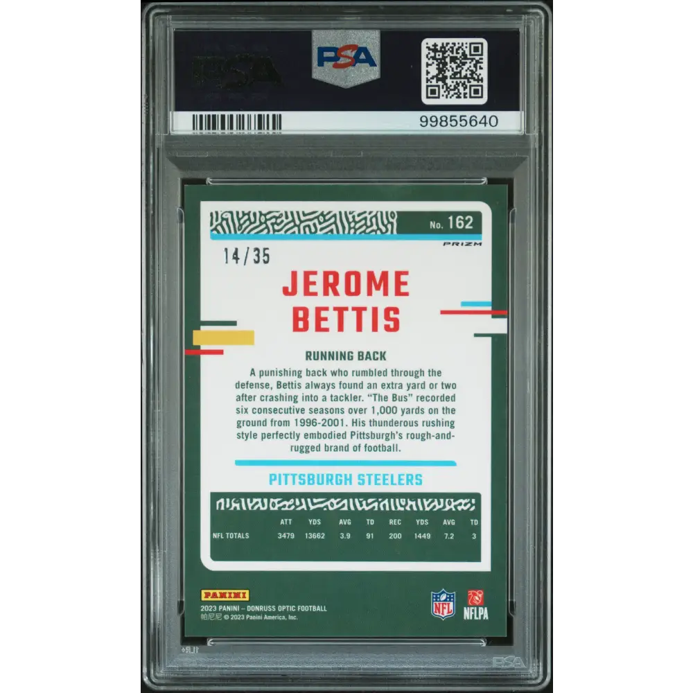 2023 Panini Donruss Optic #162 Jerome Bettis Bronze Mojo PSA 10