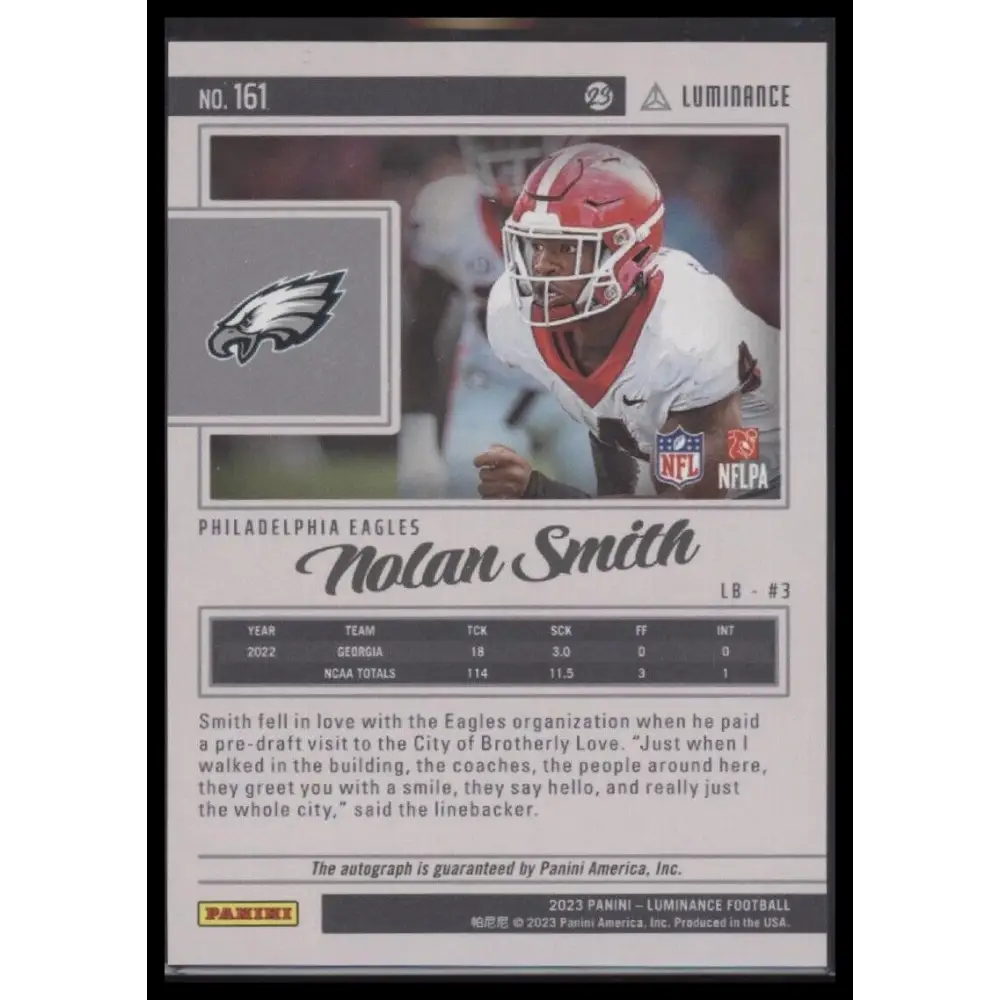 2023 Panini Luminance #161 Nolan Smith Autographs #/350