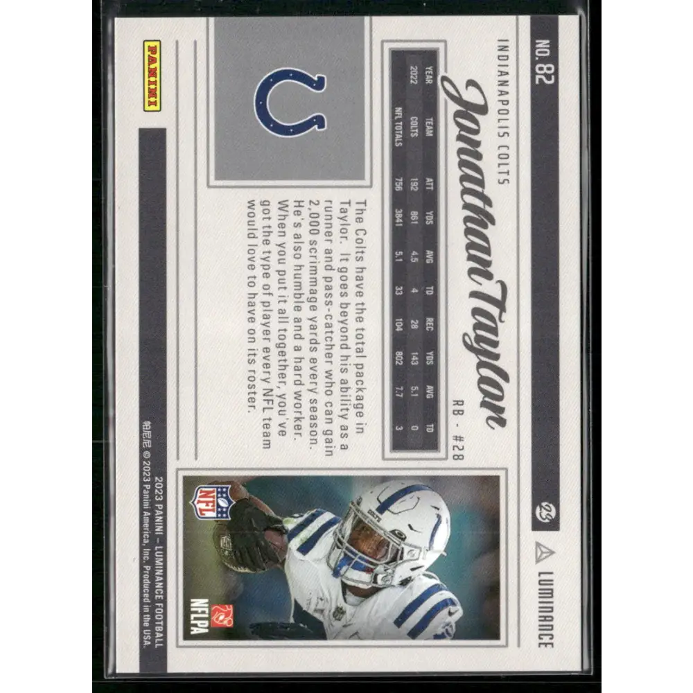 2023 Panini Luminance #82 Jonathan Taylor Orange #/50