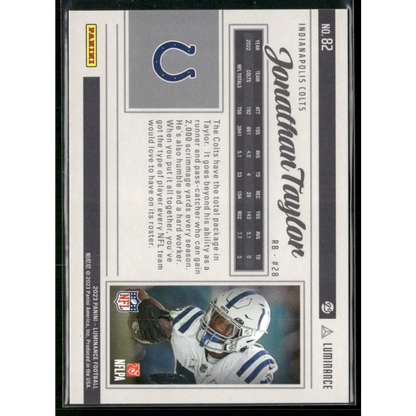 2023 Panini Luminance #82 Jonathan Taylor Orange #/50