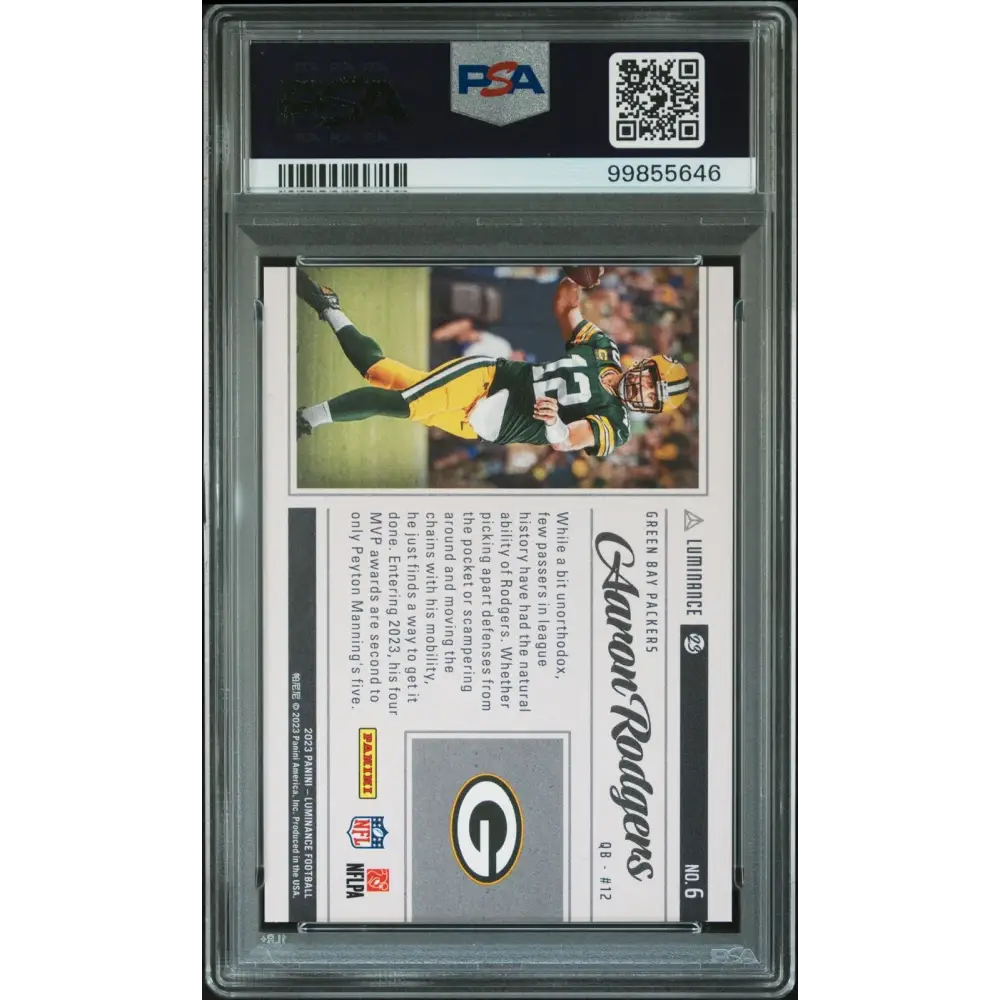 2023 Panini Luminance Vestige #6 Aaron Rodgers Vestige-Green PSA 10
