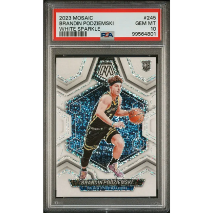 2023 Panini Mosaic #245 Brandin Podziemski White Sparkle PSA 10
