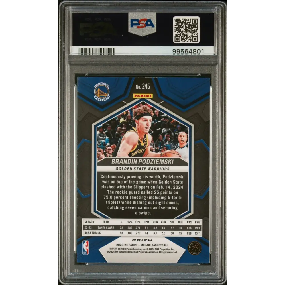 2023 Panini Mosaic #245 Brandin Podziemski White Sparkle PSA 10