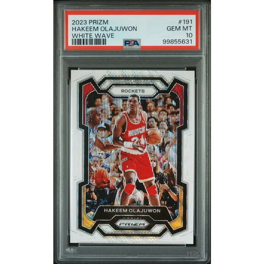 2023 Panini Prizm #191 Hakeem Olajuwon White Wave PSA 10