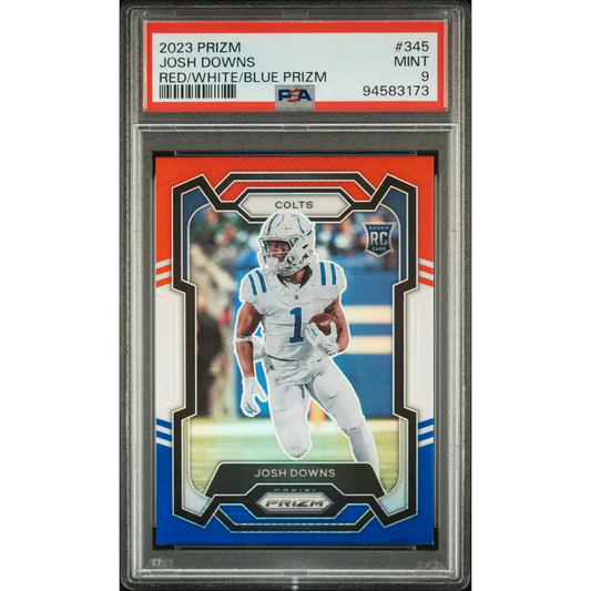 2023 Panini Prizm #345 Josh Downs Red/White/Blue Prizm PSA 9