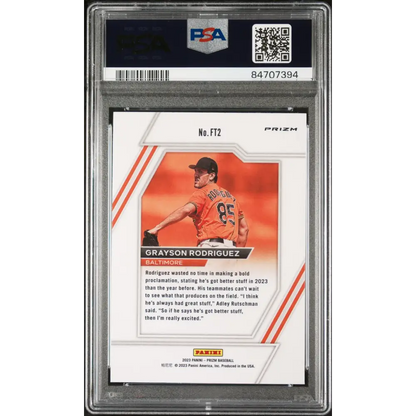 2023 PANINI PRIZM FUTURE TOOLS GRAYSON RODRIGUEZ FUTURE TOOLS-SILVER PRIZM #FT2 - PSA 10 ROOKIE CARD - Graded Sports
