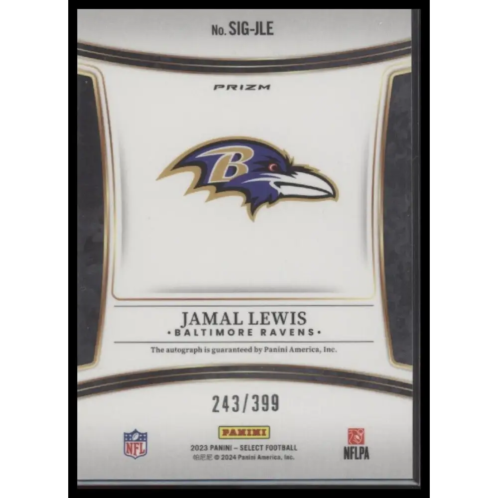2023 Panini Select #SIG-JLE Jamal Lewis Signatures Prizm #/399