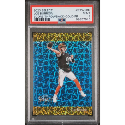 2023 Panini Select Throwback #STWJBU Joe Burrow Score Throwback-Gold /10 - PSA 9