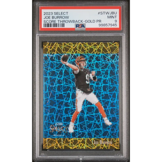 2023 Panini Select Throwback #STWJBU Joe Burrow Score Throwback-Gold /10 - PSA 9