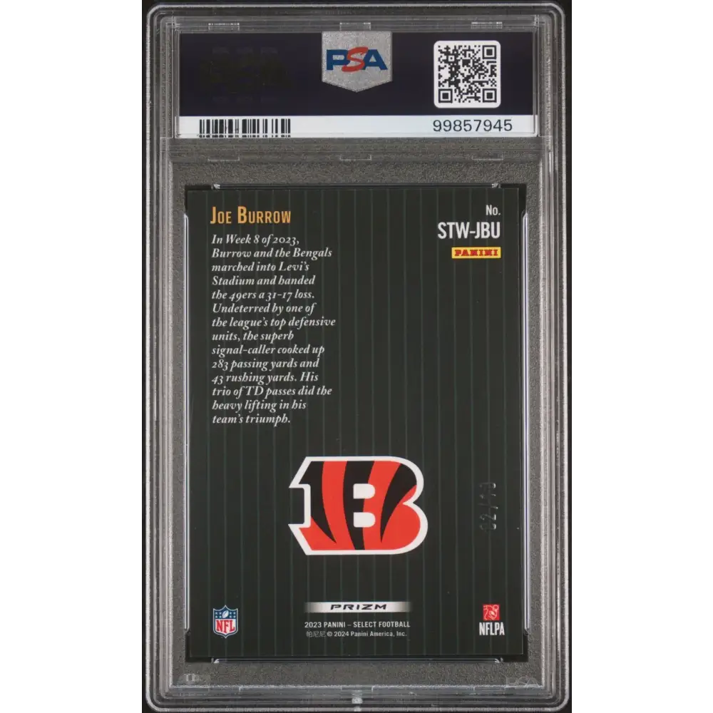 2023 Panini Select Throwback #STWJBU Joe Burrow Score Throwback-Gold /10 - PSA 9