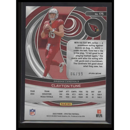 2023 Panini Spectra #175 Clayton Tune Celestial #/99