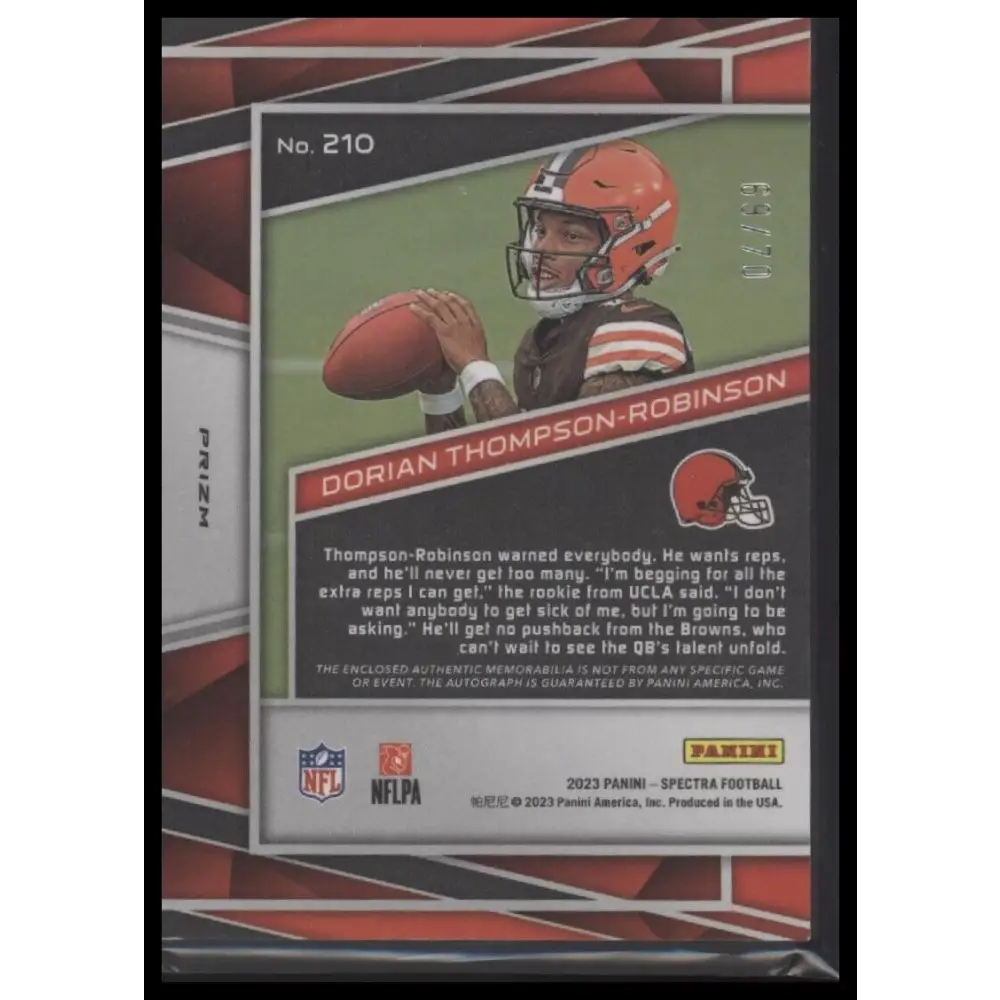 2023 Panini Spectra Dorian Thompson-Robinson Rookie Patch Auto Supernova #/70