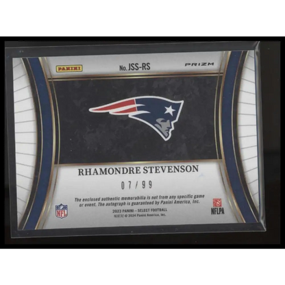 2023 Rhamondre Stevenson Jumbo Signature Swatches Prizm #/99